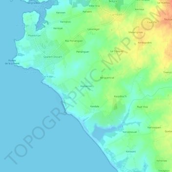 Kerlaeron topographic map, elevation, terrain