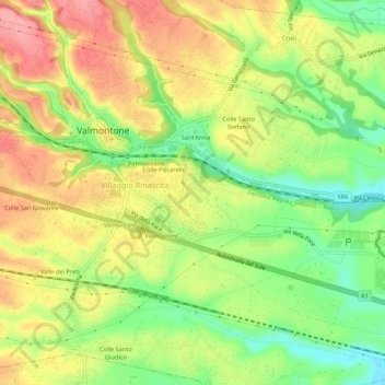 Colle Tocciarello topographic map, elevation, terrain