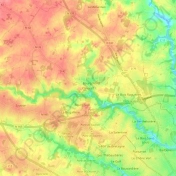 Orvault topographic map, elevation, terrain
