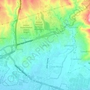 Sayang topographic map, elevation, terrain