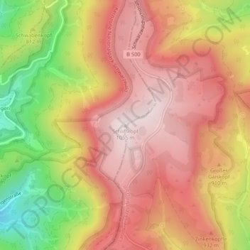 Schliffkopf topographic map, elevation, terrain