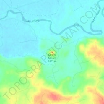 Mollys Nipple topographic map, elevation, terrain