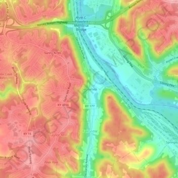 DeCoursey topographic map, elevation, terrain
