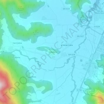el Mallol topographic map, elevation, terrain