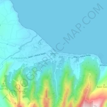 Amed topographic map, elevation, terrain