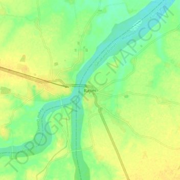 Rajim topographic map, elevation, terrain