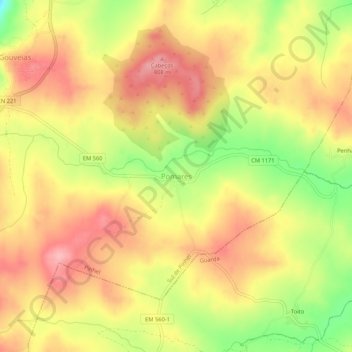 Pomares topographic map, elevation, terrain