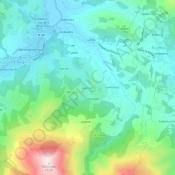 Aparrain topographic map, elevation, terrain