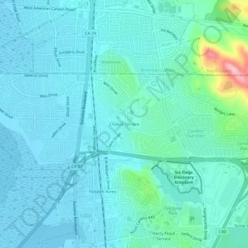 Chabot Terrace topographic map, elevation, terrain