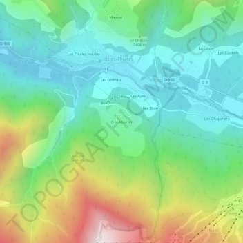 Clot Meyran topographic map, elevation, terrain