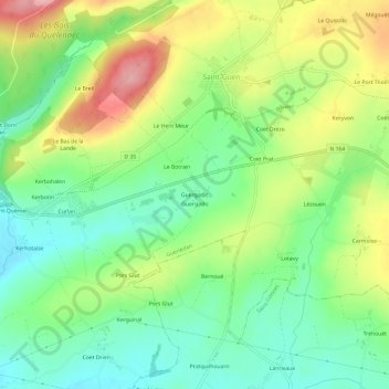 Guergadic topographic map, elevation, terrain