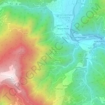 Blanc topographic map, elevation, terrain