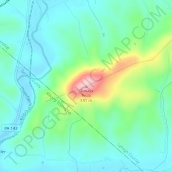 Donats Peak topographic map, elevation, terrain
