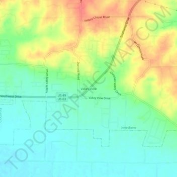 Valley View topographic map, elevation, terrain