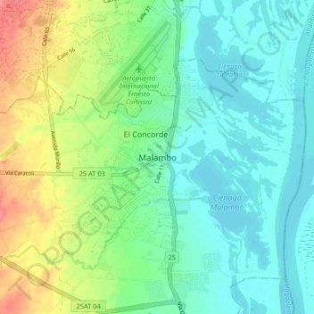Malambo topographic map, elevation, terrain