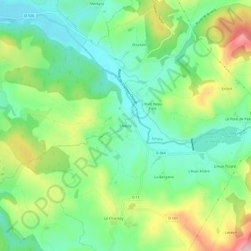 Chassy topographic map, elevation, terrain