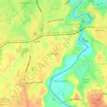 Cibogo topographic map, elevation, terrain