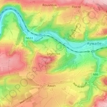 Septroux topographic map, elevation, terrain
