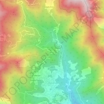 Mollarbrunatto topographic map, elevation, terrain