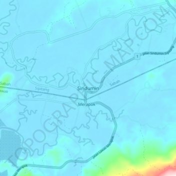 Sindumin topographic map, elevation, terrain