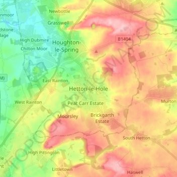 Hetton-le-Hole topographic map, elevation, terrain