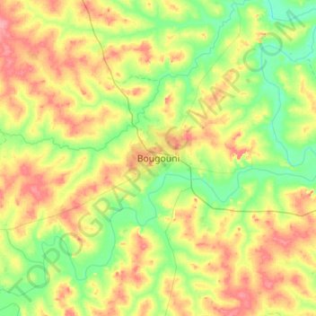 Bougouni topographic map, elevation, terrain