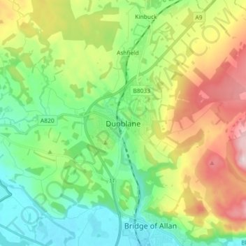 Dunblane topographic map, elevation, terrain