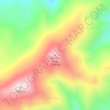 Merkez Dağı topographic map, elevation, terrain