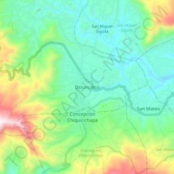 Ostuncalco topographic map, elevation, terrain