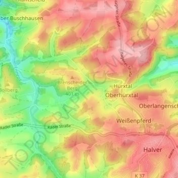 Auf den Kuhlen topographic map, elevation, terrain