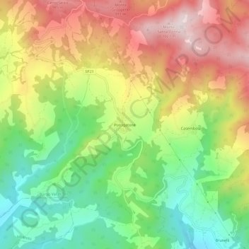 Porcigatone topographic map, elevation, terrain