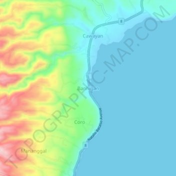 Banhigan topographic map, elevation, terrain