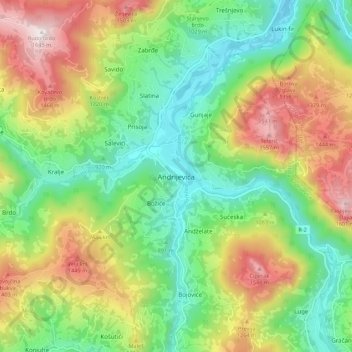 Andrijevica topographic map, elevation, terrain