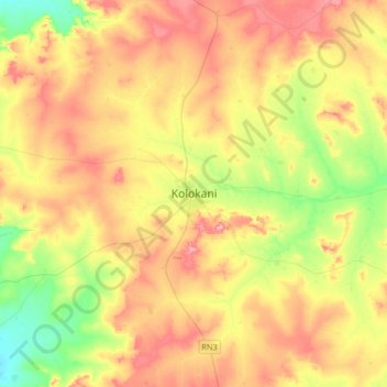 Kolokani topographic map, elevation, terrain