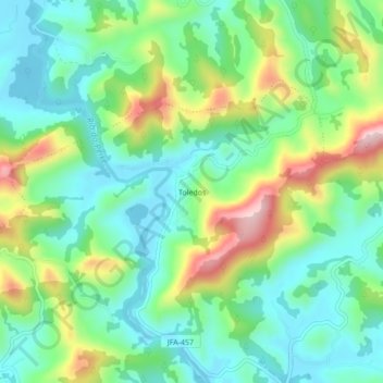 Toledos topographic map, elevation, terrain
