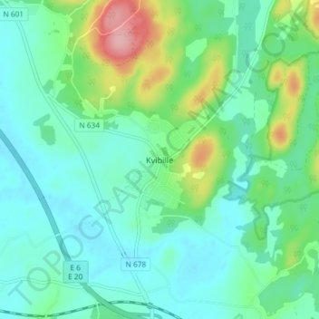 Kvibille topographic map, elevation, terrain