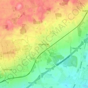 Hjortshøj topographic map, elevation, terrain