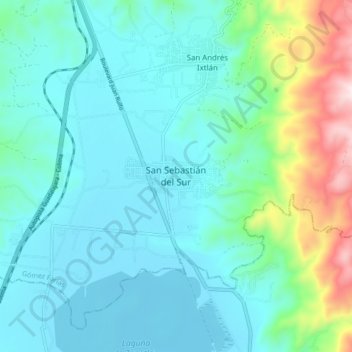 San Sebastián del Sur topographic map, elevation, terrain