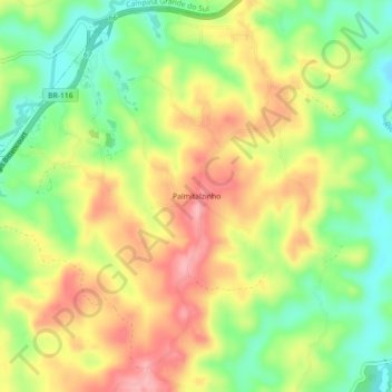 Palmitalzinho topographic map, elevation, terrain