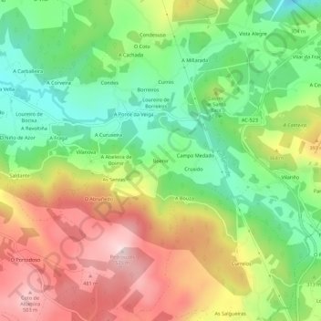 Boimir topographic map, elevation, terrain