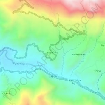 Llanduma topographic map, elevation, terrain