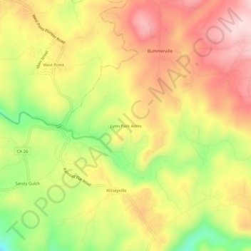 Lynn Park Acres topographic map, elevation, terrain