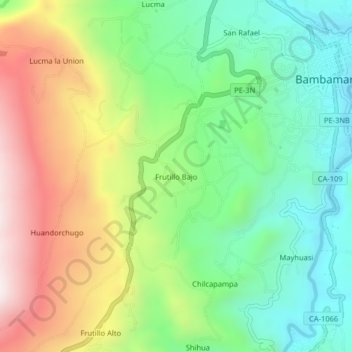 Frutillo Bajo topographic map, elevation, terrain
