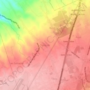 Tanguay topographic map, elevation, terrain