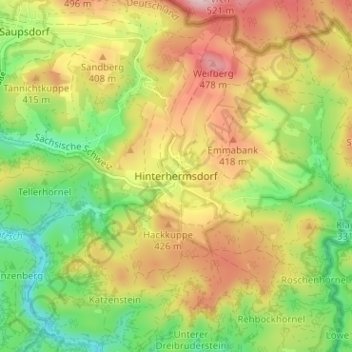 Hinterhermsdorf topographic map, elevation, terrain