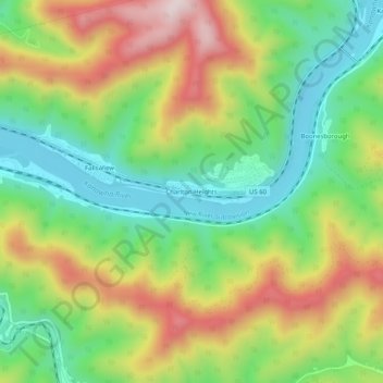 Charlton Heights topographic map, elevation, terrain