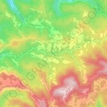 Odd topographic map, elevation, terrain