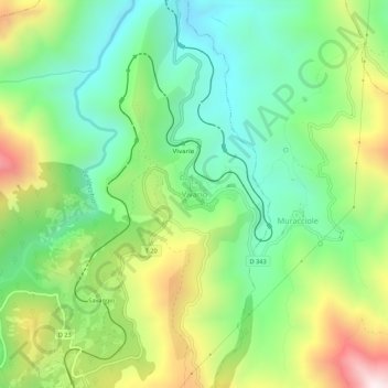 Vivario topographic map, elevation, terrain