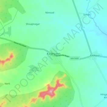 Kadegaon topographic map, elevation, terrain