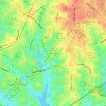 Kildaire Farms topographic map, elevation, terrain